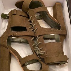 Block olive heels